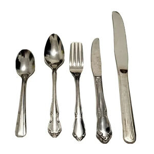 Lot of 5 Vintage Flatware Spoons Fork Knives Oneidacraft Wm Rogers